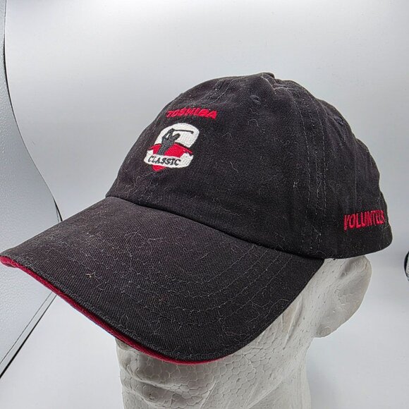 Toshiba Classic Volunteer Adjustable Black Red Baseball Cap Hat Sports Golf - Picture 1 of 9